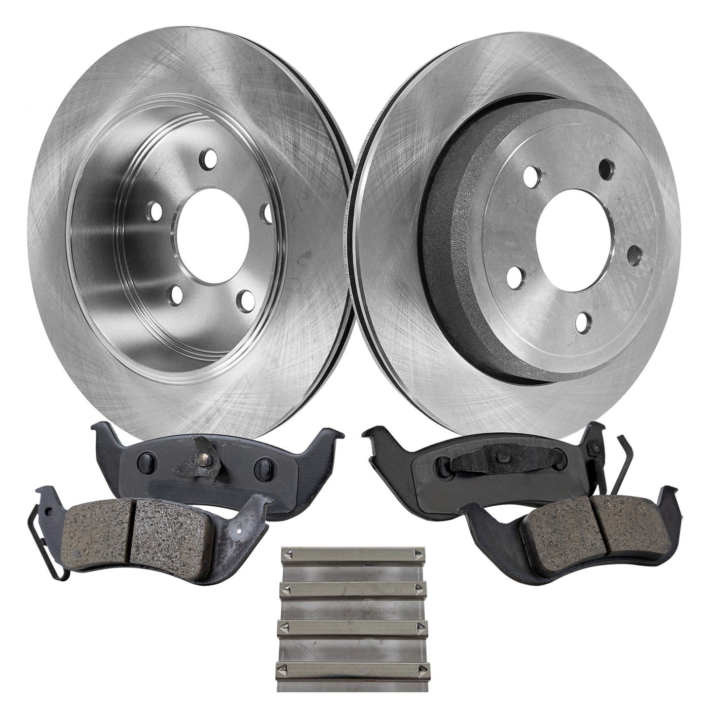 2-Wheel Set Rear Brake Disc and Pad Kit, Plain Surface 5 Lugs 294.89 mm, Includes (1) Brake Pad Set and (2) Brake Disc