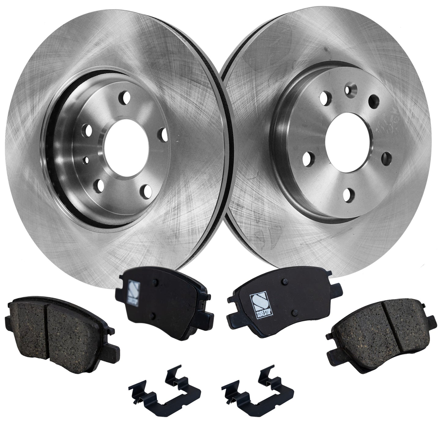 2-Wheel Set Front Brake Disc and Pad Kit, Plain Surface 5 Lugs 276 mm, Includes (1) Brake Pad Set and (2) Brake Disc