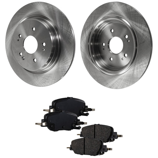 2-Wheel Set Rear Brake Disc and Pad Kit, Plain Surface 5 Lugs 310 mm Ceramic Pro-Line Series, Includes (2) Brake Disc and (1) Brake Pad Set