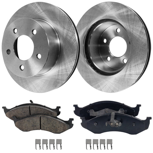 2-Wheel Set Front Brake Disc and Pad Kit, Plain Surface 5 Lugs 279.91 mm Semi-metallic Pro-Line Series, Includes (1) Brake Pad Set and (2) Brake Disc