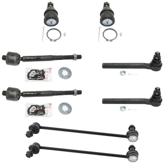 8-Piece Kit Front, Driver and Passenger Side, Inner and Outer Tie Rod End Includes (2) Ball Joint, (2) Sway Bar Link and (4) Tie Rod End