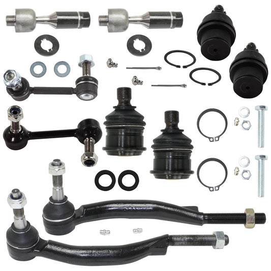 10-Piece Kit Front, Driver and Passenger Side, Outer Tie Rod End, Includes (4) Tie Rod End, (4) Ball Joint and (2) Sway Bar Link