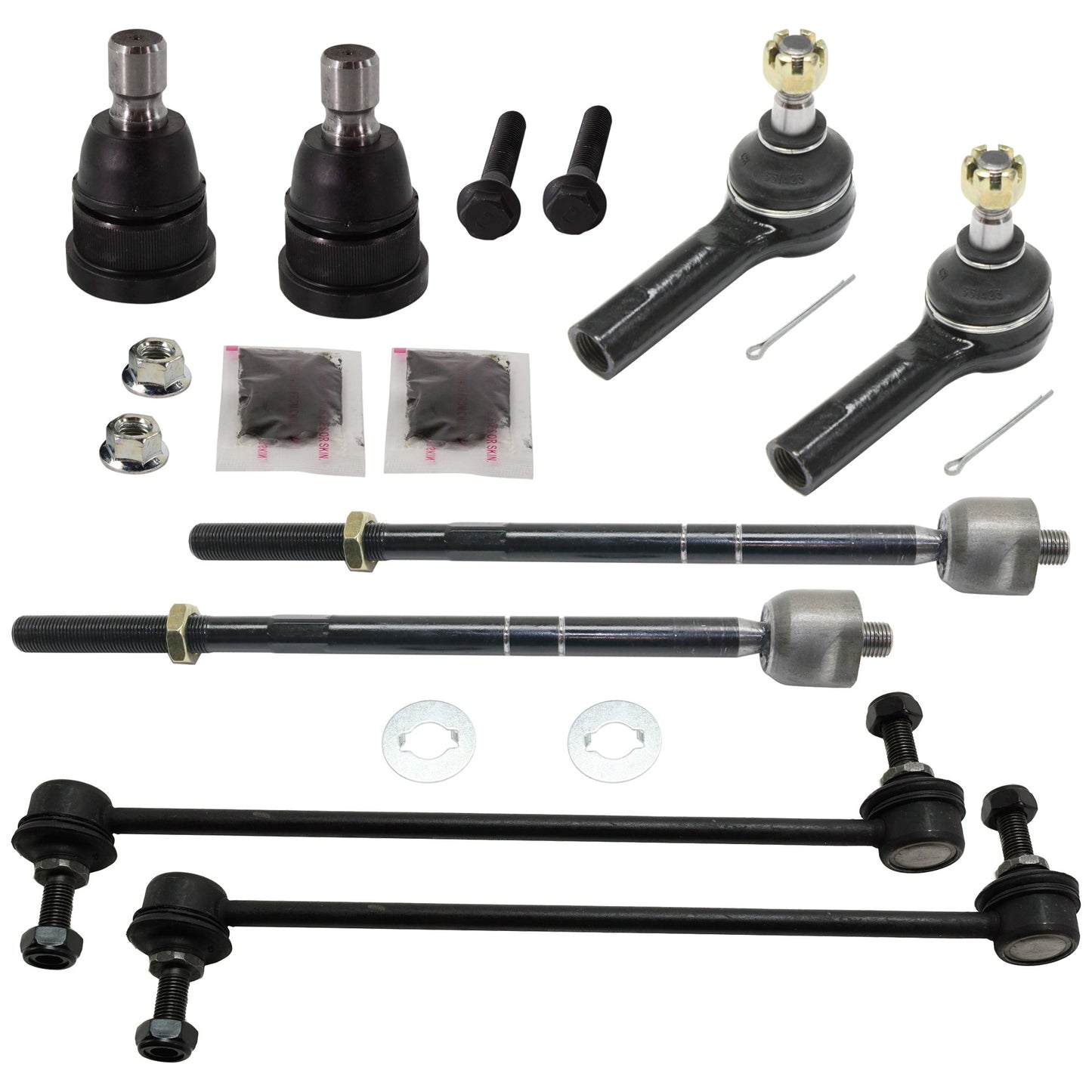 8-Piece Kit Front, Driver and Passenger Side, Inner and Outer Tie Rod End Includes (2) Ball Joint, (2) Sway Bar Link, and (4) Tie Rod End