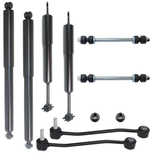 8-Piece Kit Front and Rear, Driver and Passenger Side Shock, Includes (4) Sway Bar Link and (4) Shock Absorber and Strut Assembly