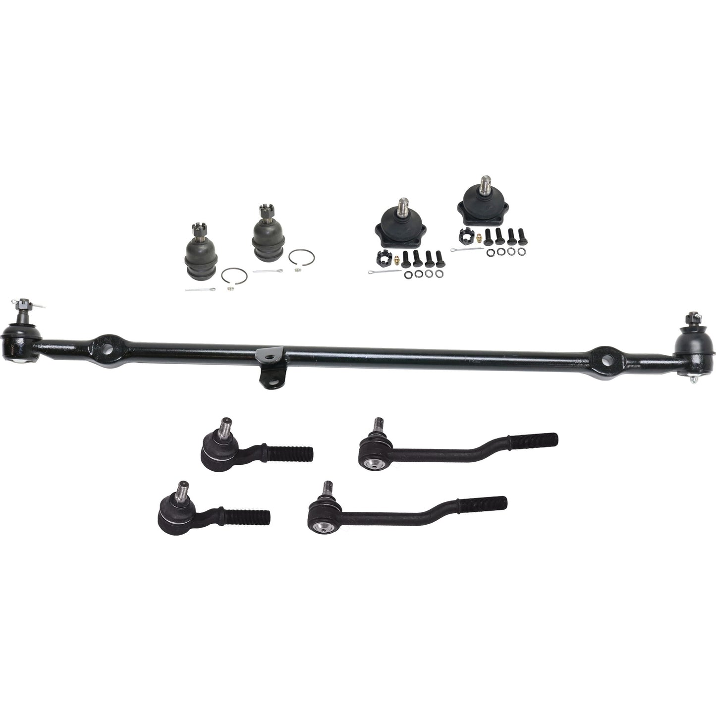 9-Piece Kit Front Center Link, includes (4) Ball Joint, (1) Center Link, and (4) Tie Rod End