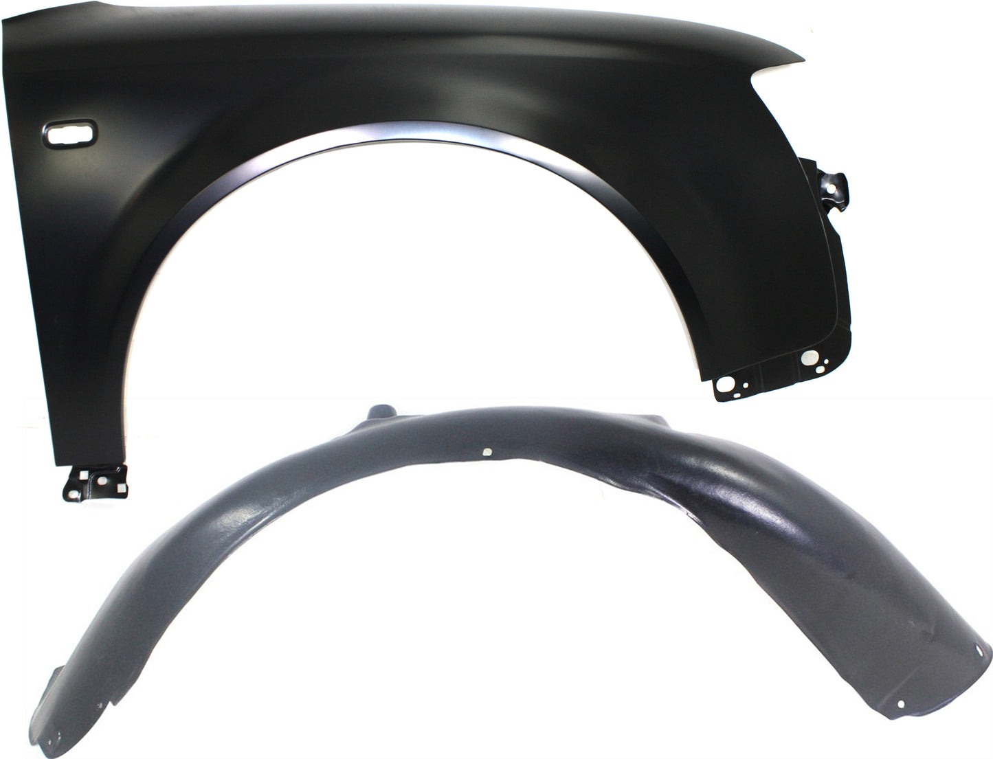 2-Piece Kit, Front, Passenger Side Fender, Includes (1) Fender and (1) Fender Liner