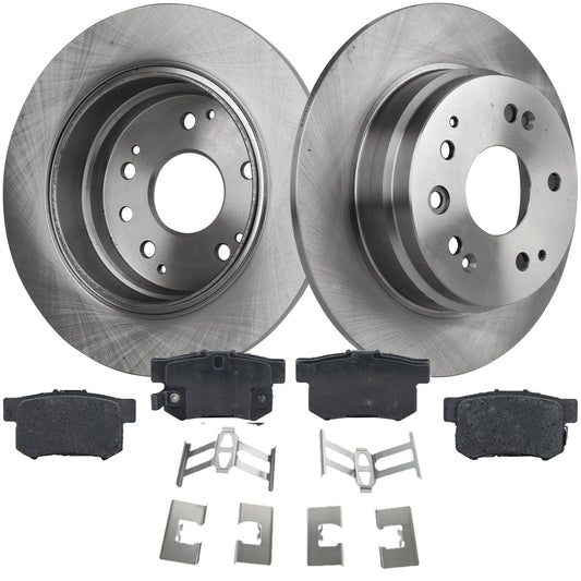 2-Wheel Set Rear Brake Disc and Pad Kit, Plain Surface 5 Lugs 281.94 mm Ceramic Pro-Line Series, Includes (2) Brake Disc and (1) Brake Pad Set