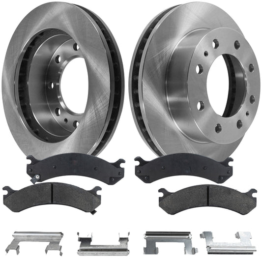 2-Wheel Set Front Brake Disc and Pad Kit, Plain Surface 8 Lugs 324.87 mm Ceramic Pro-Line Series, Includes (1) Brake Pad Set and (2) Brake Disc