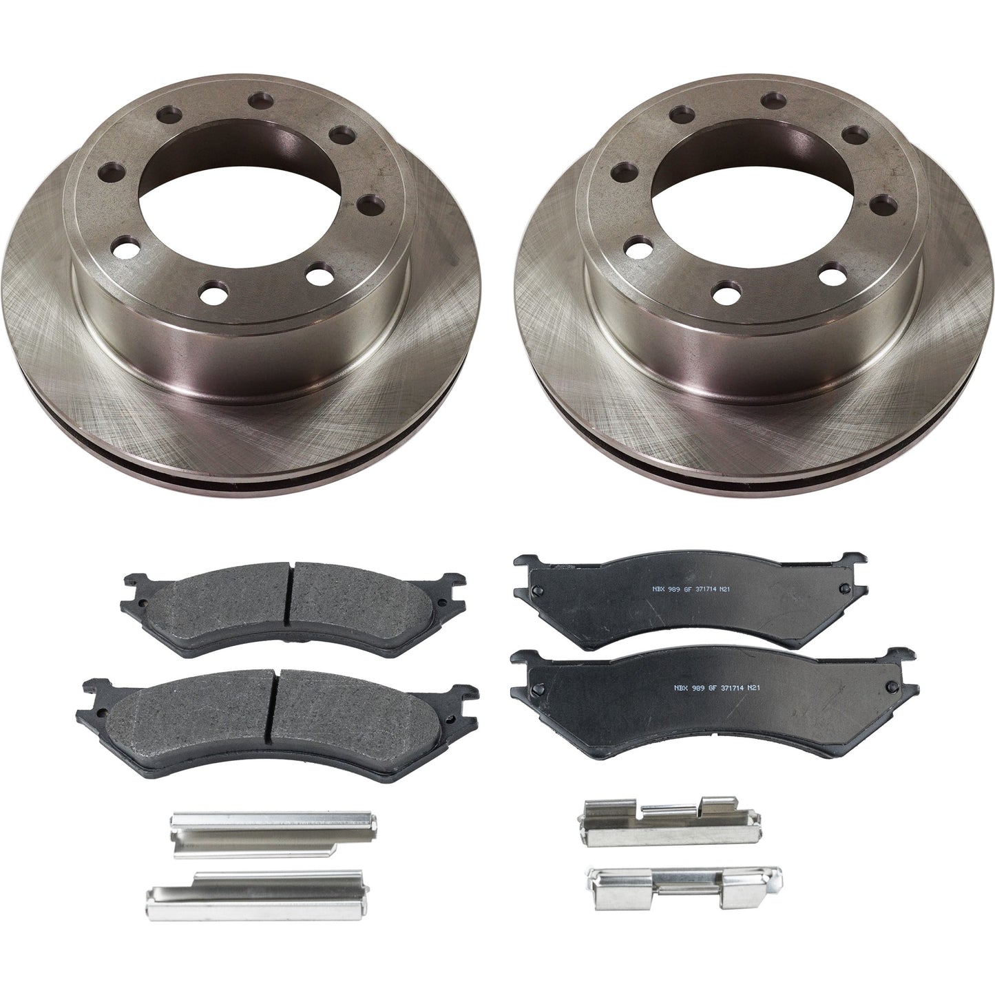 2-Wheel Set Rear Brake Disc and Pad Kit, Plain Surface 8 Lugs 325.88 mm Semi-metallic Pro-Line Series, Includes (1) Brake Pad Set and (2) Brake Disc