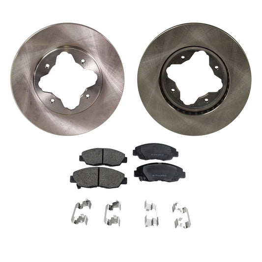 2-Wheel Set Front Brake Disc and Pad Kit, Plain Surface 4 Lugs 259.59 mm Ceramic Pro-Line Series, Includes (1) Brake Pad Set and (2) Brake Disc