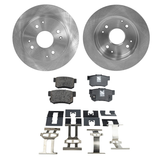 2-Wheel Set Rear Brake Disc and Pad Kit, Plain Surface 4 Lugs 260 mm Ceramic Pro-Line Series, Includes (2) Brake Disc and (1) Brake Pad Set