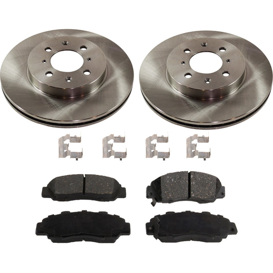 2-Wheel Set Front Brake Disc and Pad Kit, Plain Surface 4 Lugs 261.87 mm Ceramic Pro-Line Series, Includes (2) Brake Disc and (1) Brake Pad Set