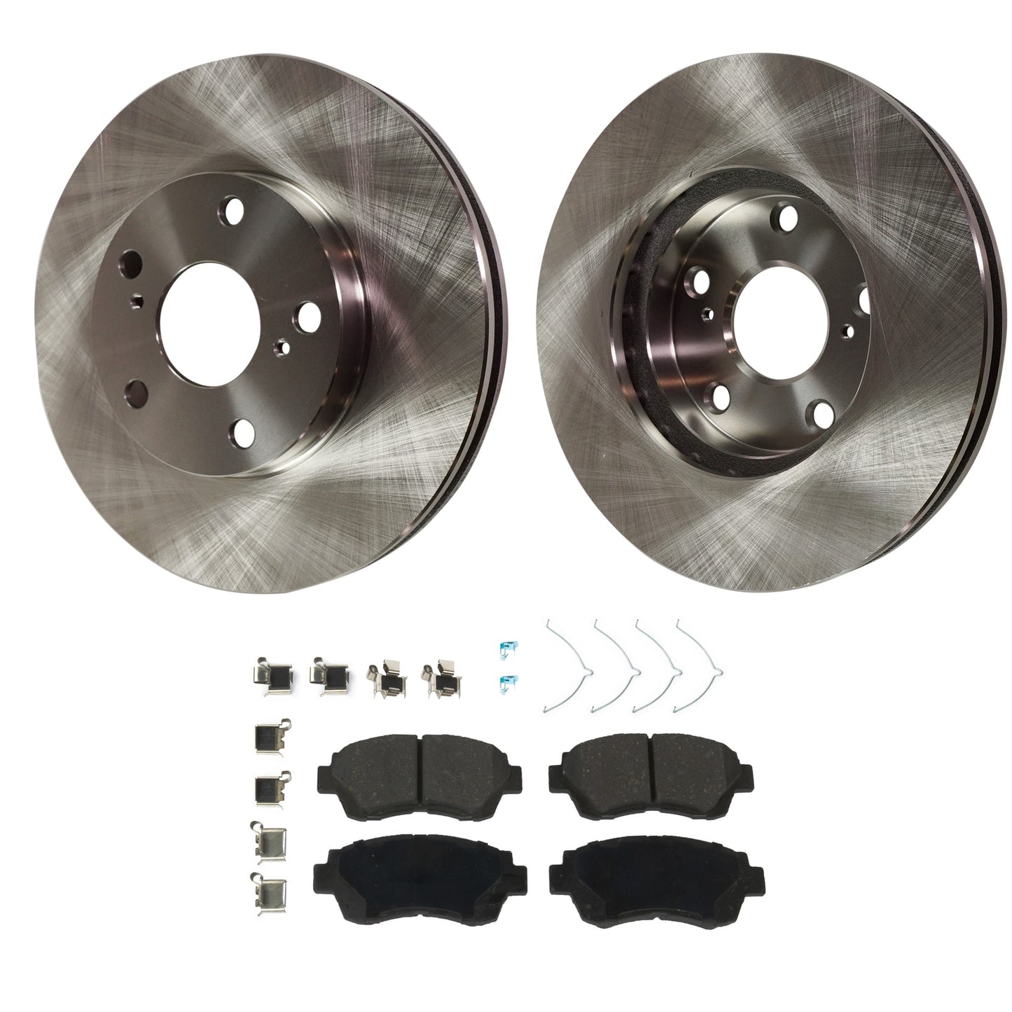2-Wheel Set Front Brake Disc and Pad Kit, Plain Surface 5 Lugs 275.08 mm Ceramic Pro-Line Series, Includes (2) Brake Disc and (1) Brake Pad Set