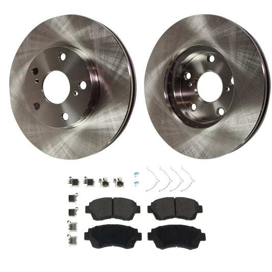 2-Wheel Set Front Brake Disc and Pad Kit, Plain Surface 5 Lugs 275.08 mm Ceramic Pro-Line Series, Includes (2) Brake Disc and (1) Brake Pad Set