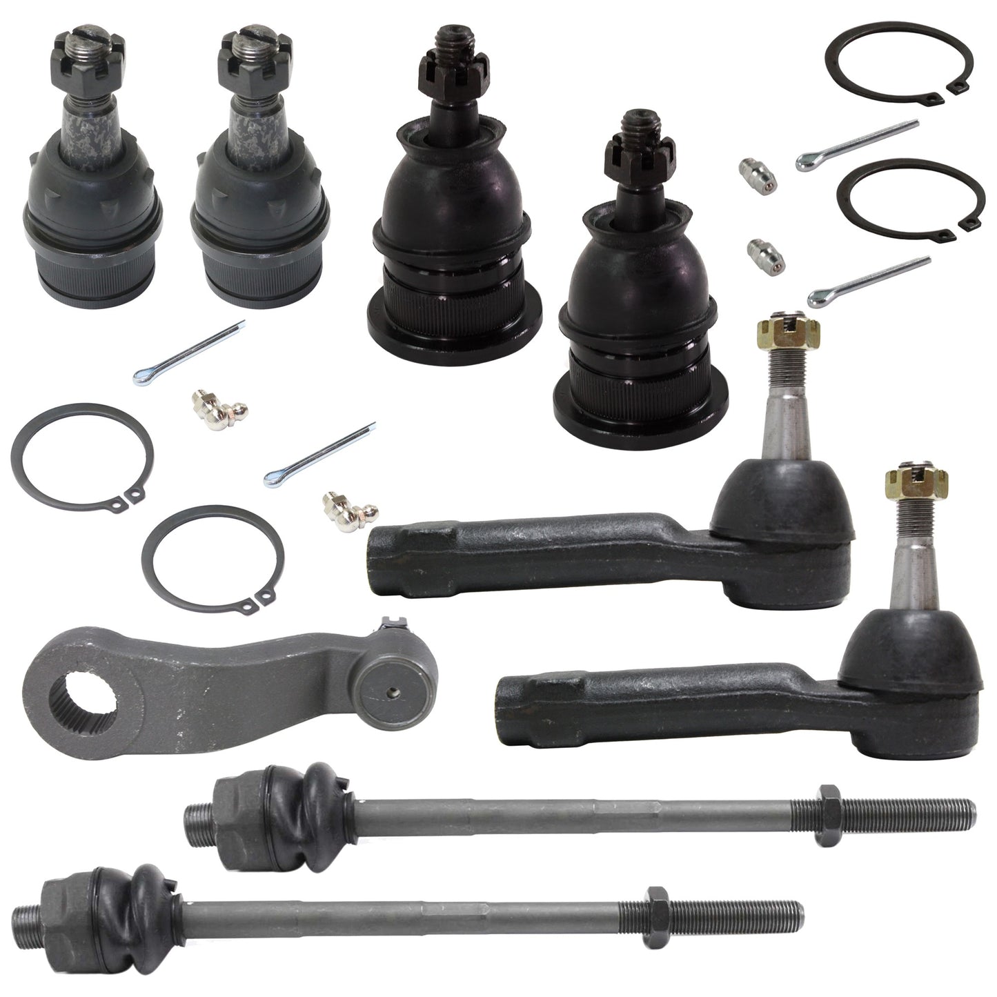 9-Piece Kit Pitman Arm, Includes (4) Ball Joint, (1) Pitman Arm, and (4) Tie Rod End