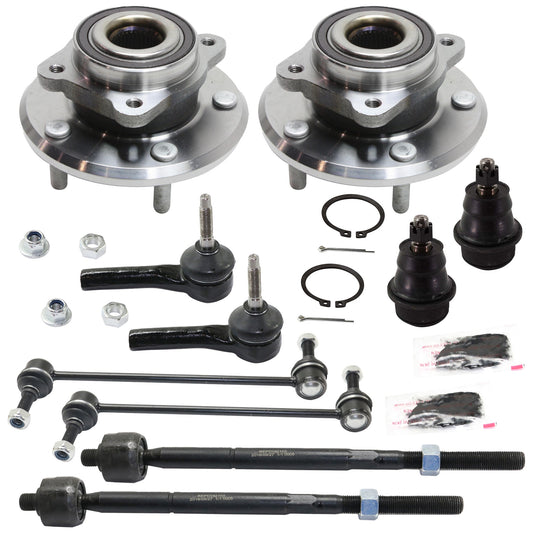10-Piece Kit Front Suspension Kit, Includes (4) Tie Rod End, (2) Ball Joint, (2) Sway Bar Link and (2) Wheel Hub