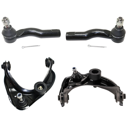 4-Piece Kit Front, Driver and Passenger Side, Upper Control Arm, includes (2) Control Arm and (2) Tie Rod End