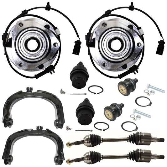10-Piece Kit Front Suspension Kit, Includes (2) Control Arm, (4) Ball Joint, (2) Wheel Hub and (2) Axle Assembly