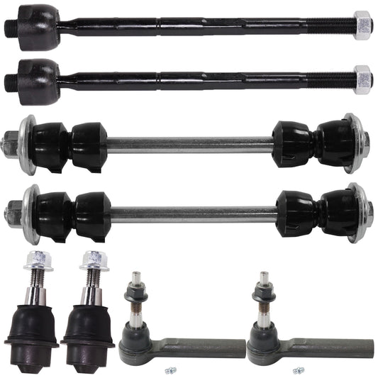 8-Piece Kit Front, Driver and Passenger Side, Inner and Outer Tie Rod End Includes (2) Ball Joint, (2) Sway Bar Link and (4) Tie Rod End