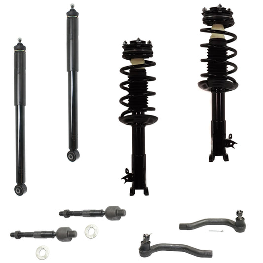12-Piece Kit Rear, Driver and Passenger Side Shock and Fully Loaded Strut, Sedan, Includes (2) Ball Joint, (4) Tie Rod End, (2) Sway Bar Link and (4) Shock Absorber and Strut Assembly