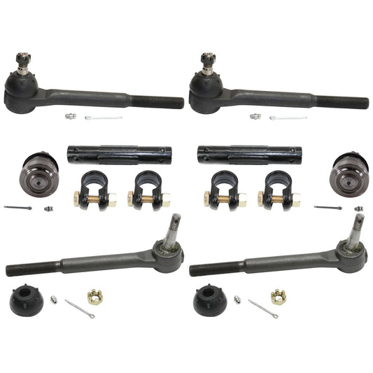 8-Piece Kit Front, Driver and Passenger Side, Lower Ball Joint, includes (2) Ball Joint, (2) Tie Rod Adjusting Sleeve, and (4) Tie Rod End
