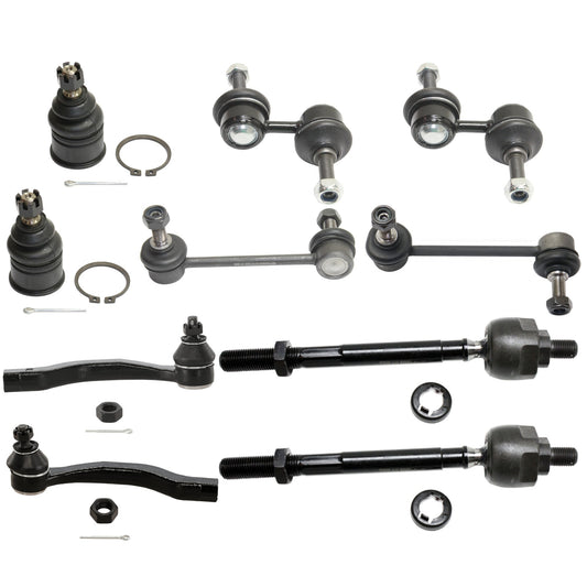 10-Piece Kit Front, Driver and Passenger Side, Outer Tie Rod End, Includes (4) Tie Rod End, (4) Sway Bar Link and (2) Ball Joint