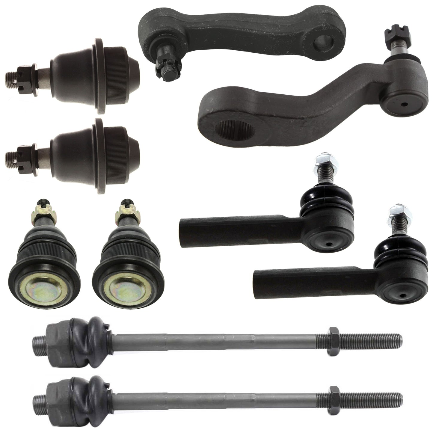 10-Piece Kit Pitman Arm, Includes (4) Ball Joint, (1) Idler Arm, (1) Pitman Arm, and (4) Tie Rod End