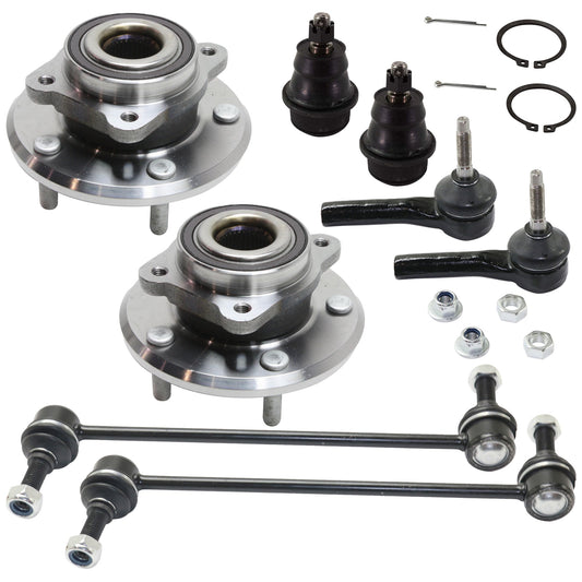 8-Piece Kit Front, Driver or Passenger Side Suspension Kit, Includes (2) Ball Joint, (2) Sway Bar Link, (2) Tie Rod End, and (2) Wheel Hub