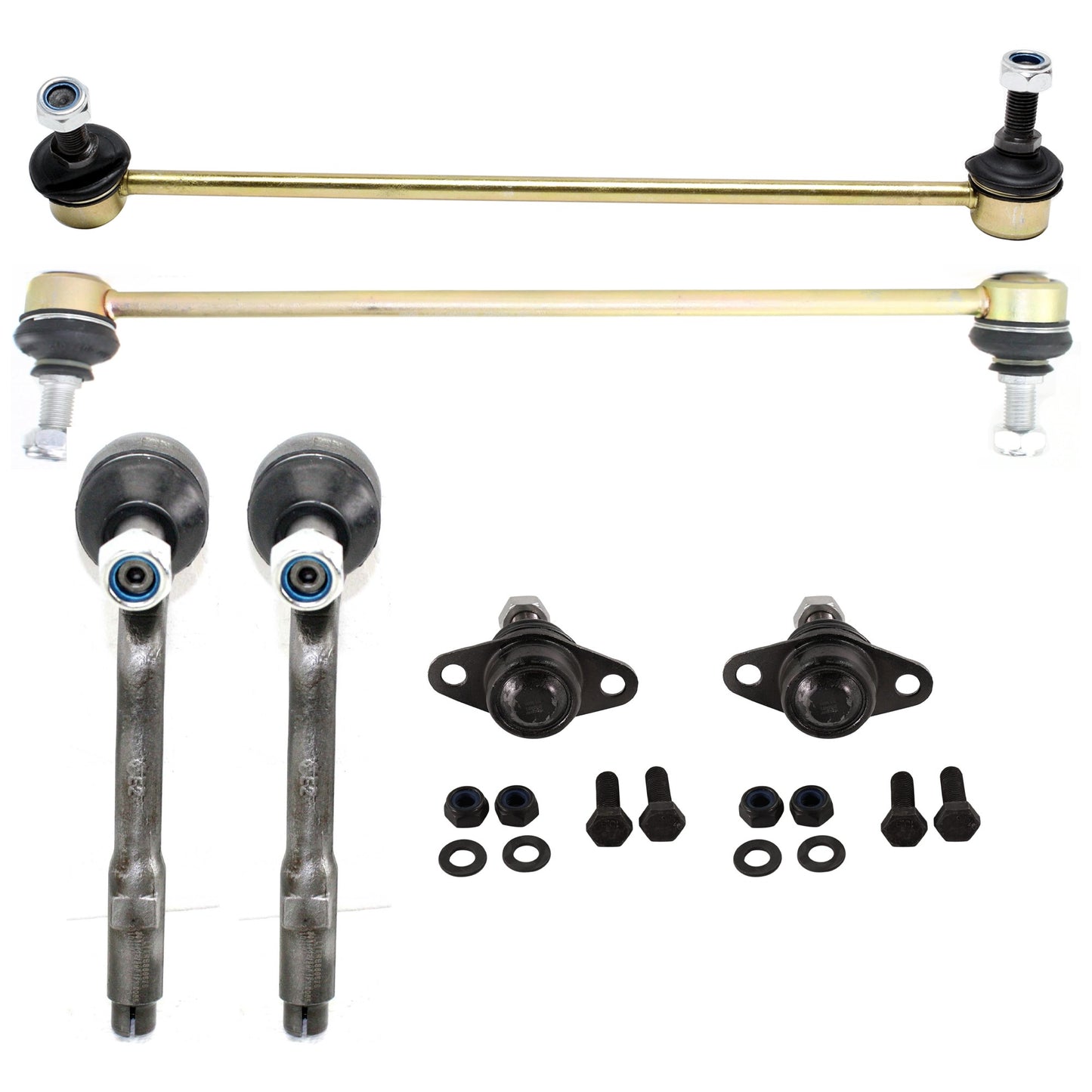 6-Piece Kit Front, Driver and Passenger Side Suspension Kit, Includes (2) Ball Joint, (2) Tie Rod End and (2) Sway Bar Link