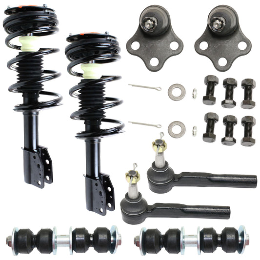 8-Piece Kit Front, Driver or Passenger Side Suspension Kit, Includes (2) Ball Joint, (2) Loaded Strut, (2) Sway Bar Link, and (2) Tie Rod End