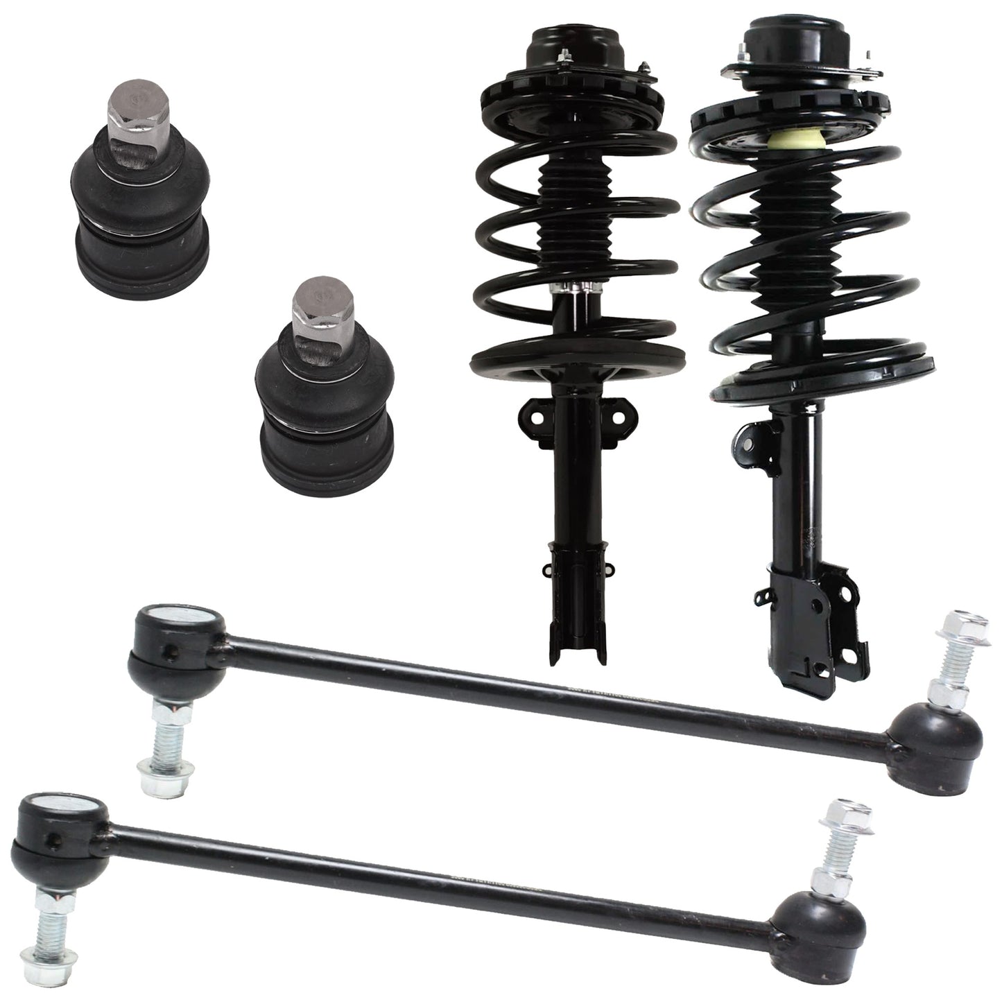 6-Piece Kit Front, Driver and Passenger Side Suspension Kit, Includes (2) Ball Joint, (2) Sway Bar Link and (2) Shock Absorber and Strut Assembly
