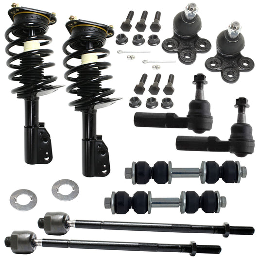 10-Piece Kit Front, Driver and Passenger Side Suspension Kit, Includes (2) Shock Absorber and Strut Assembly, (2) Sway Bar Link, (2) Ball Joint and (4) Tie Rod End