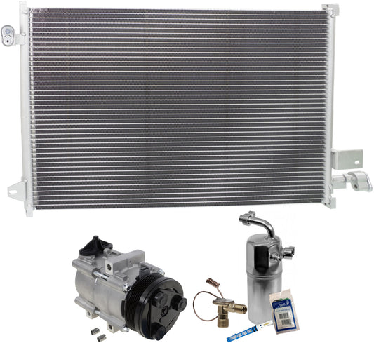 Комплект из 3-х компонентов: компрессор кондиционера, с муфтой, 6-канавочным шкивом, включает в себя (1) компрессор кондиционера, (1) конденсатор кондиционера и (1) комплект для обслуживания кондиционера