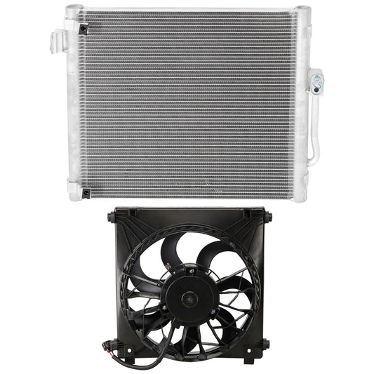 2-Piece Kit A/C Condenser, Includes (1) A/C Condenser and (1) Cooling Fan Assembly