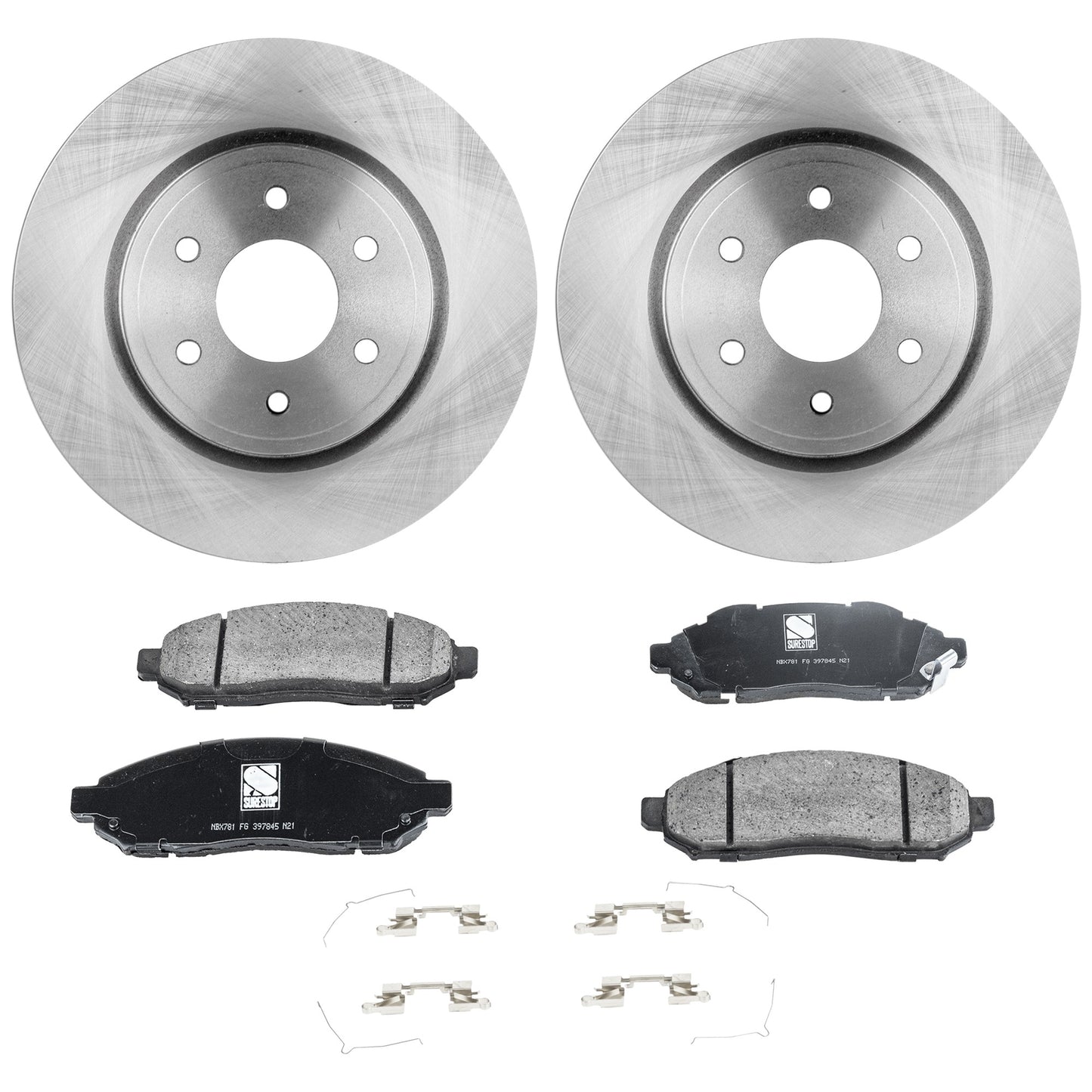 2-Wheel Set Front Brake Disc and Pad Kit, Plain Surface 295.91 mm, Includes (1) Brake Pad Set and (2) Brake Disc