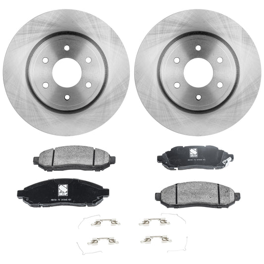 2-Wheel Set Front Brake Disc and Pad Kit, Plain Surface 295.91 mm, Includes (1) Brake Pad Set and (2) Brake Disc