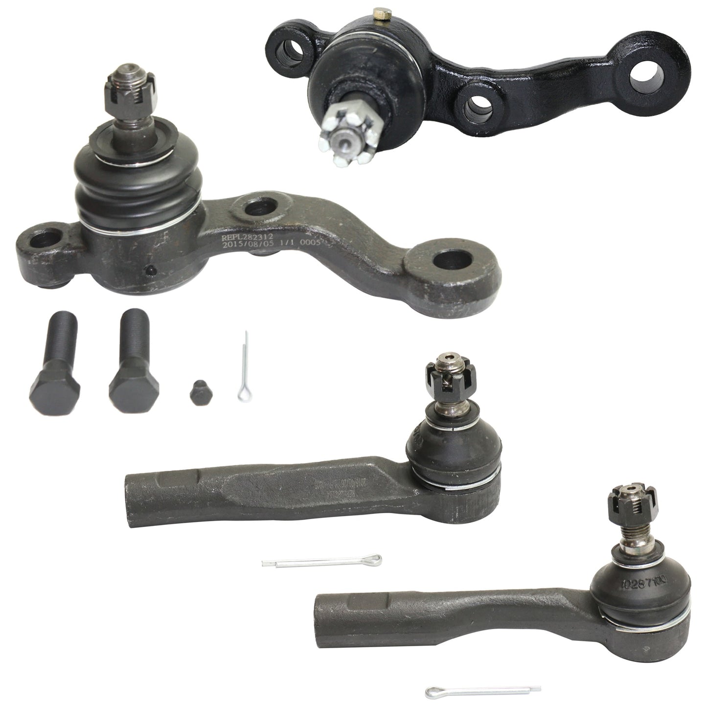 4-Piece Kit Front, Driver and Passenger Side Suspension Kit, Includes (2) Ball Joint and (2) Tie Rod End