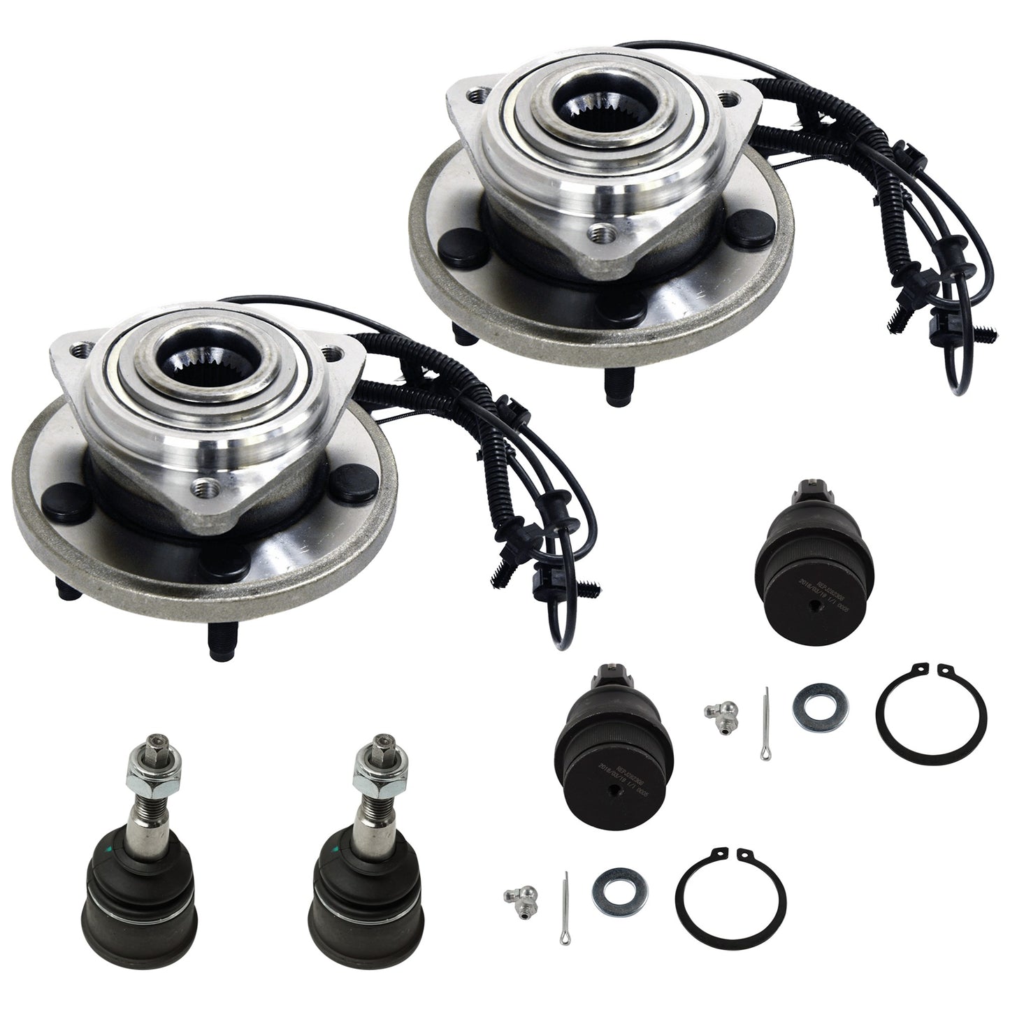 6-Piece Kit Front, Driver or Passenger Side Suspension Kit, Includes (4) Ball Joint and (2) Wheel Hub