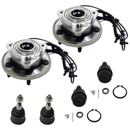 6-Piece Kit Front, Driver or Passenger Side Suspension Kit, Includes (4) Ball Joint and (2) Wheel Hub