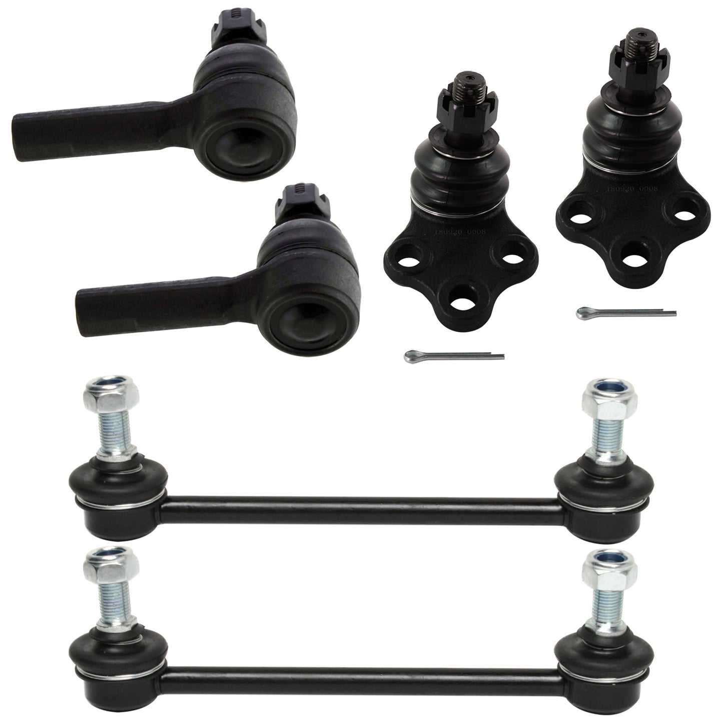 6-Piece Kit Front Suspension Kit, Includes (2) Ball Joint, (2) Sway Bar Link and (2) Tie Rod End