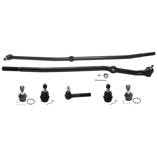7-Piece Kit Front, Driver and Passenger Side, Outer Tie Rod End, 4WD, Includes (3) Tie Rod End and (4) Ball Joint