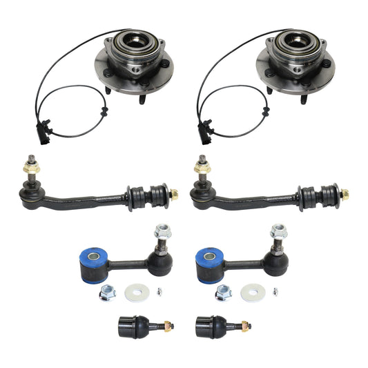 2-Wheel Set Front, Driver and Passenger Side Wheel Hub, 5 Lugs, With Bearing, With Sensor, Includes (2) Wheel Hub, (2) Ball Joint and (4) Sway Bar Link
