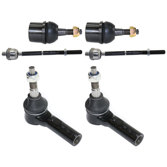 6-Piece Kit Front, Driver and Passenger Side, Lower Ball Joint, includes (2) Ball Joint and (4) Tie Rod End