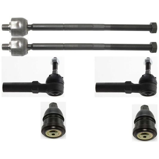 6-Piece Kit Front, Driver and Passenger Side, Lower Ball Joint, includes (2) Ball Joint and (4) Tie Rod End