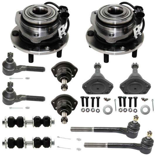12-Piece Kit Front Suspension Kit, Includes (4) Ball Joint, (4) Tie Rod End, (2) Sway Bar Link and (2) Wheel Hub