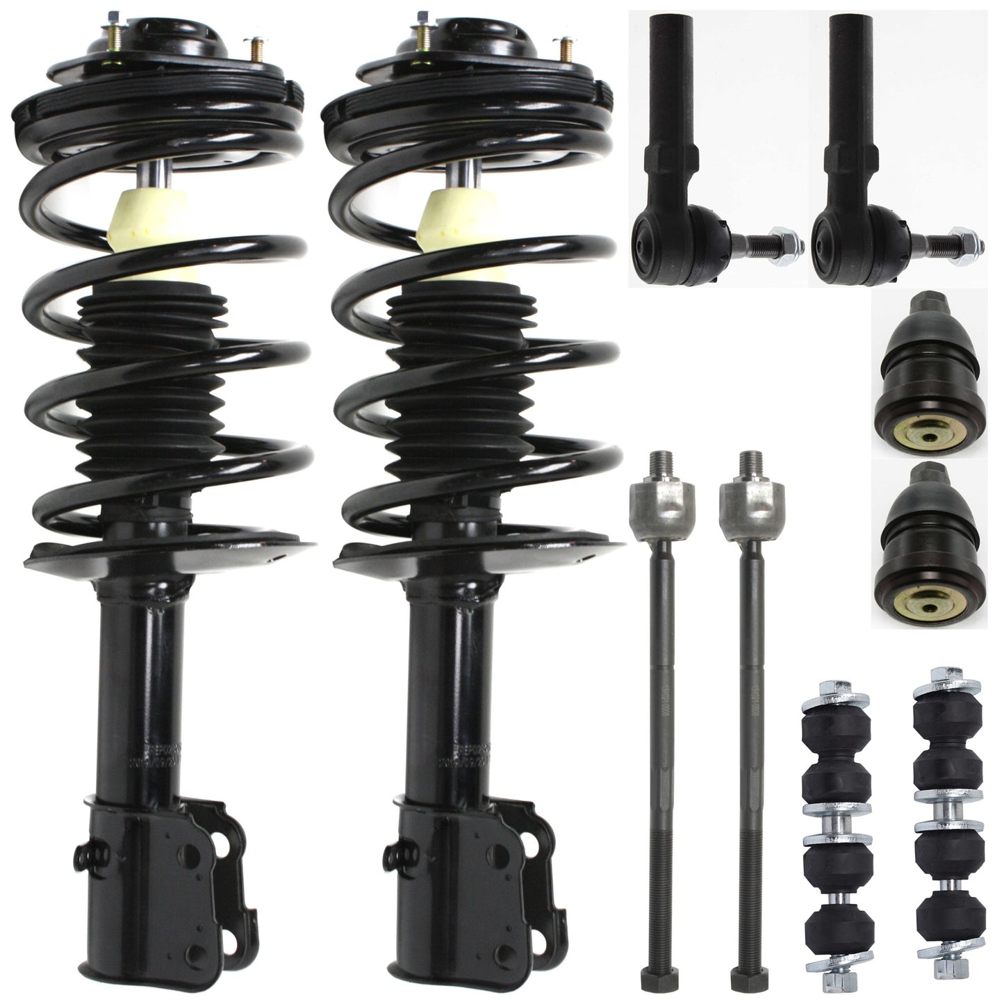 10-Piece Kit Front, Driver and Passenger Side Fully Loaded Strut, Includes (2) Sway Bar Link, (2) Ball Joint, (4) Tie Rod End and (2) Shock Absorber and Strut Assembly