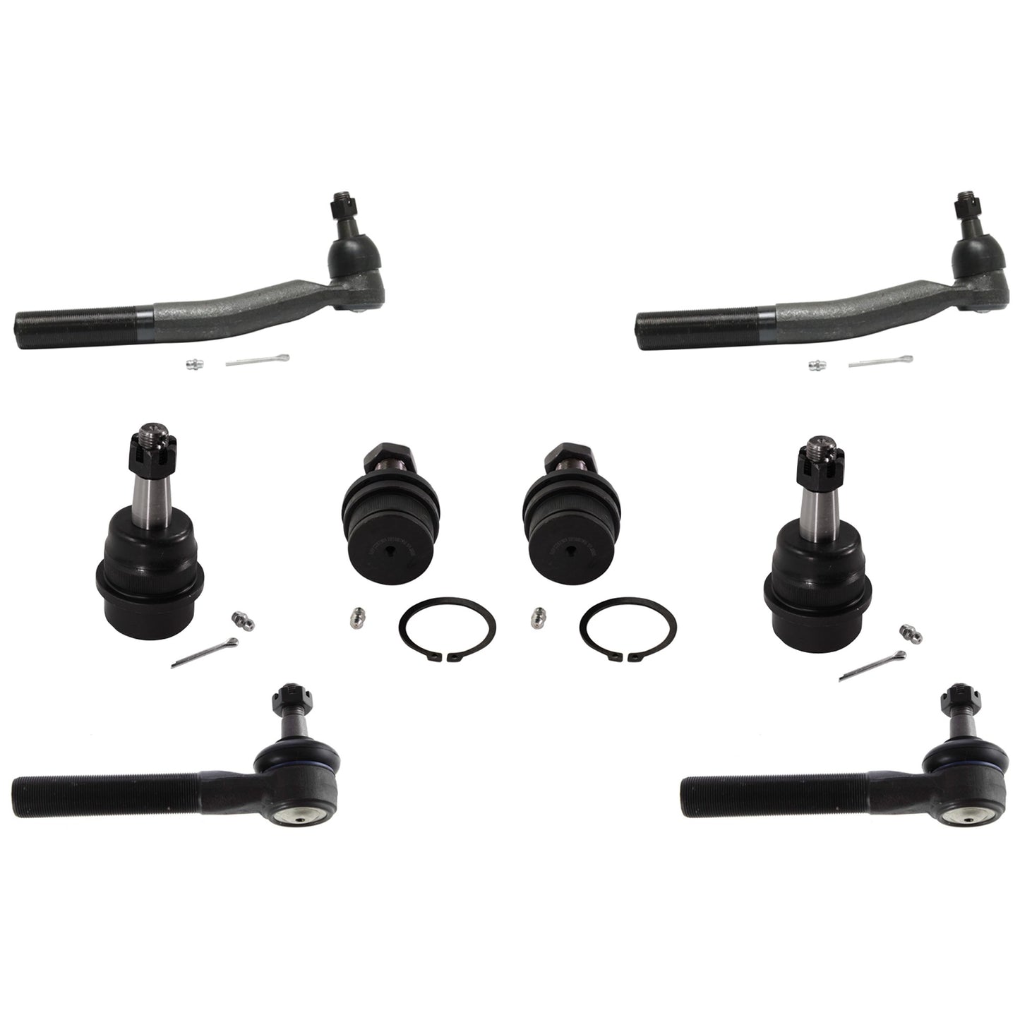 8-Piece Kit Front, Driver Side, Outer Tie Rod End, 4WD, Includes (4) Tie Rod End and (4) Ball Joint