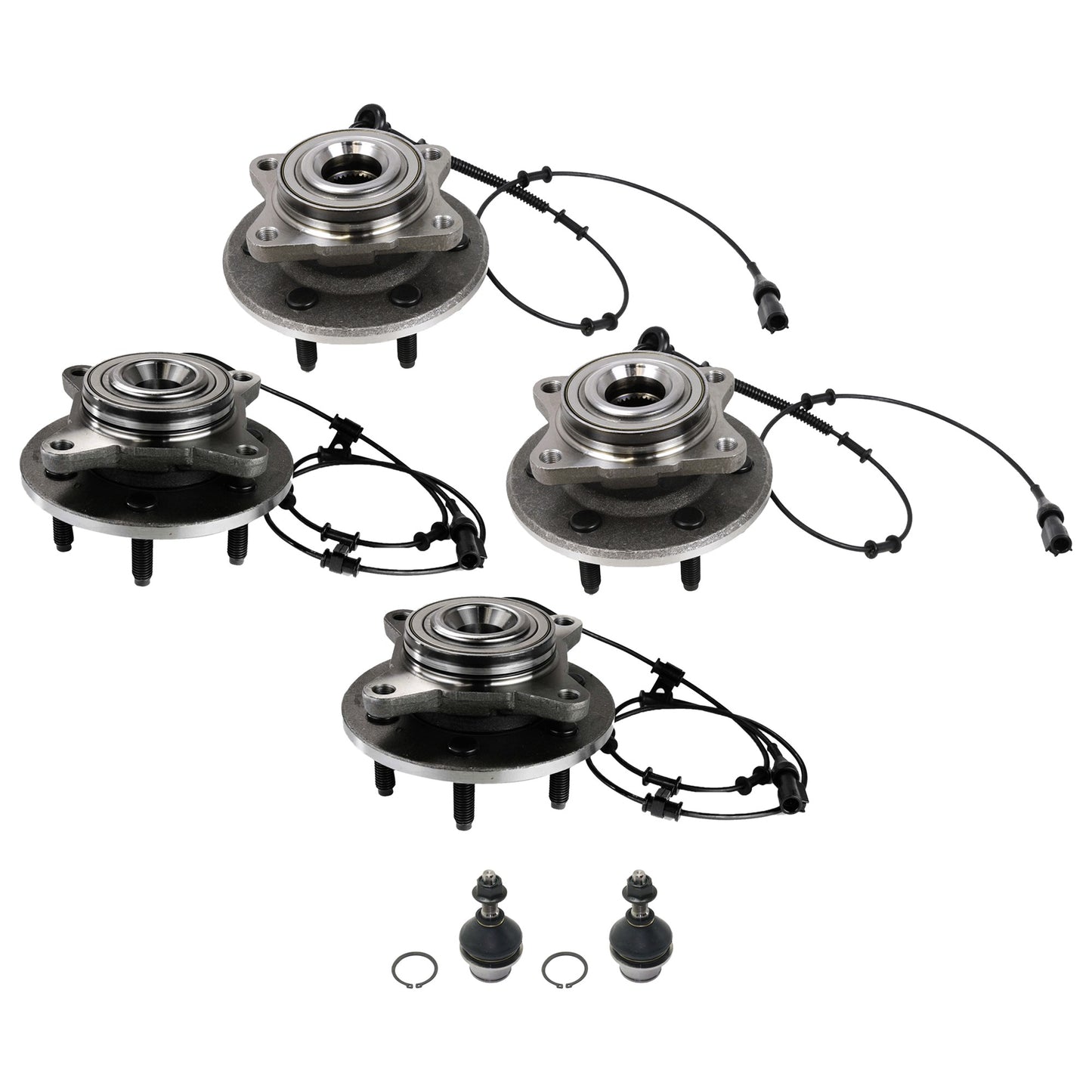 6-Piece Kit Front and Rear, Driver and Passenger Side Suspension Kit, Includes (4) Wheel Hub and (2) Ball Joint