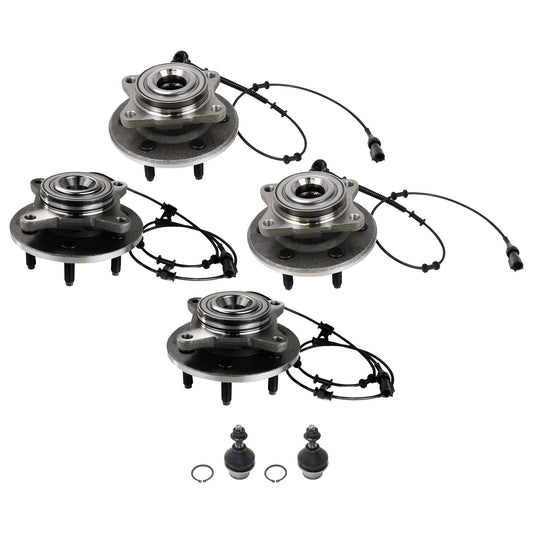 6-Piece Kit Front and Rear, Driver and Passenger Side Suspension Kit, Includes (4) Wheel Hub and (2) Ball Joint