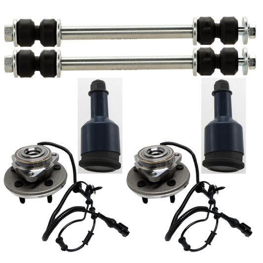 6-Piece Kit Front Suspension Kit, Includes (2) Ball Joint, (2) Sway Bar Link, and (2) Wheel Hub